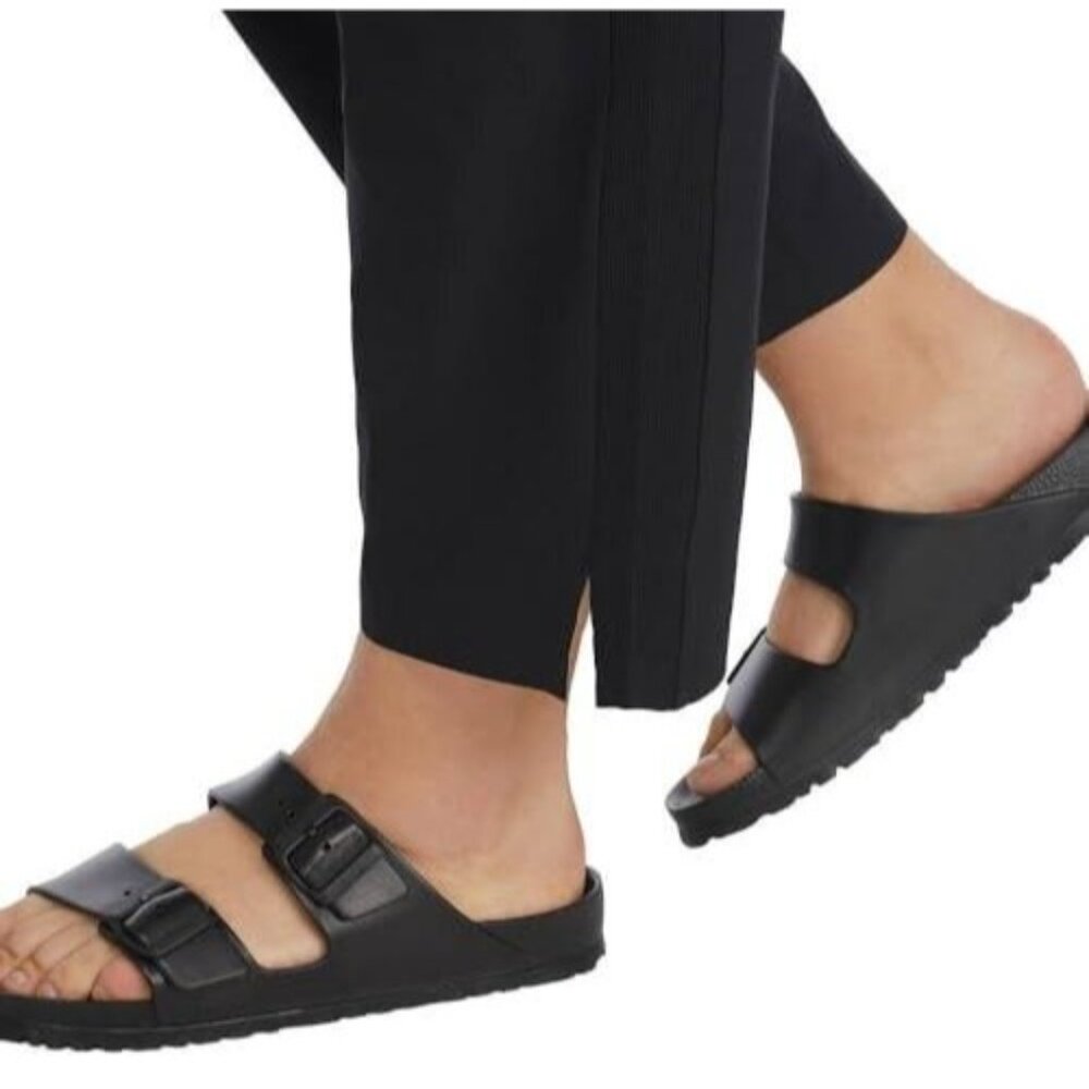 Kirkland Women M Ankle Pant Lightweight Split Hem Elastic Waist Flat Front Black - Picture 3 of 5